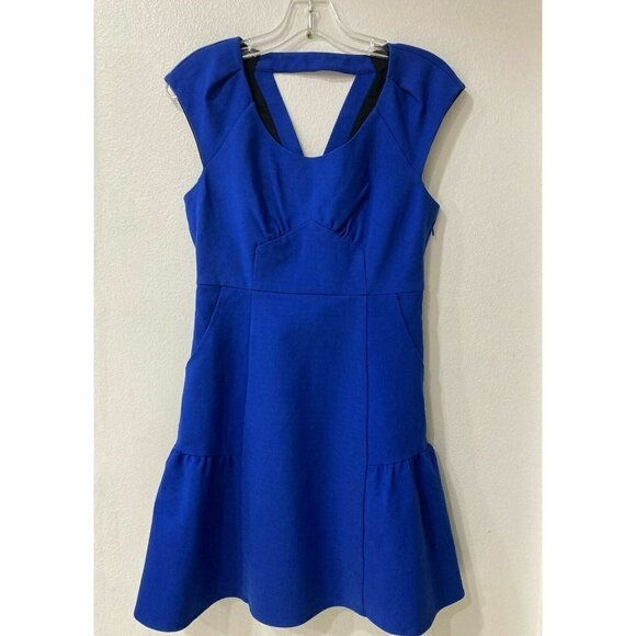 Harlyn Dresses & Skirts - Harlyn size medium fit flare short blue party dress cut out V-back scoop neck